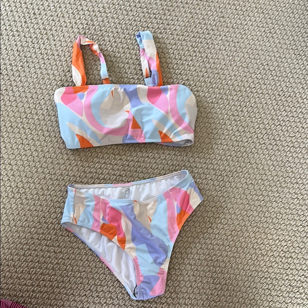 SHEIN Blue and Pink Artistic Bikini